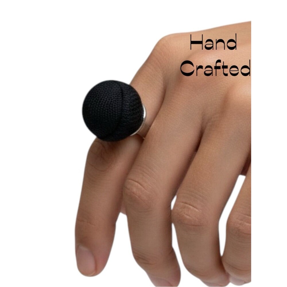 Hand Crafted Antique Black Button Repurposed Into Ring NWT
